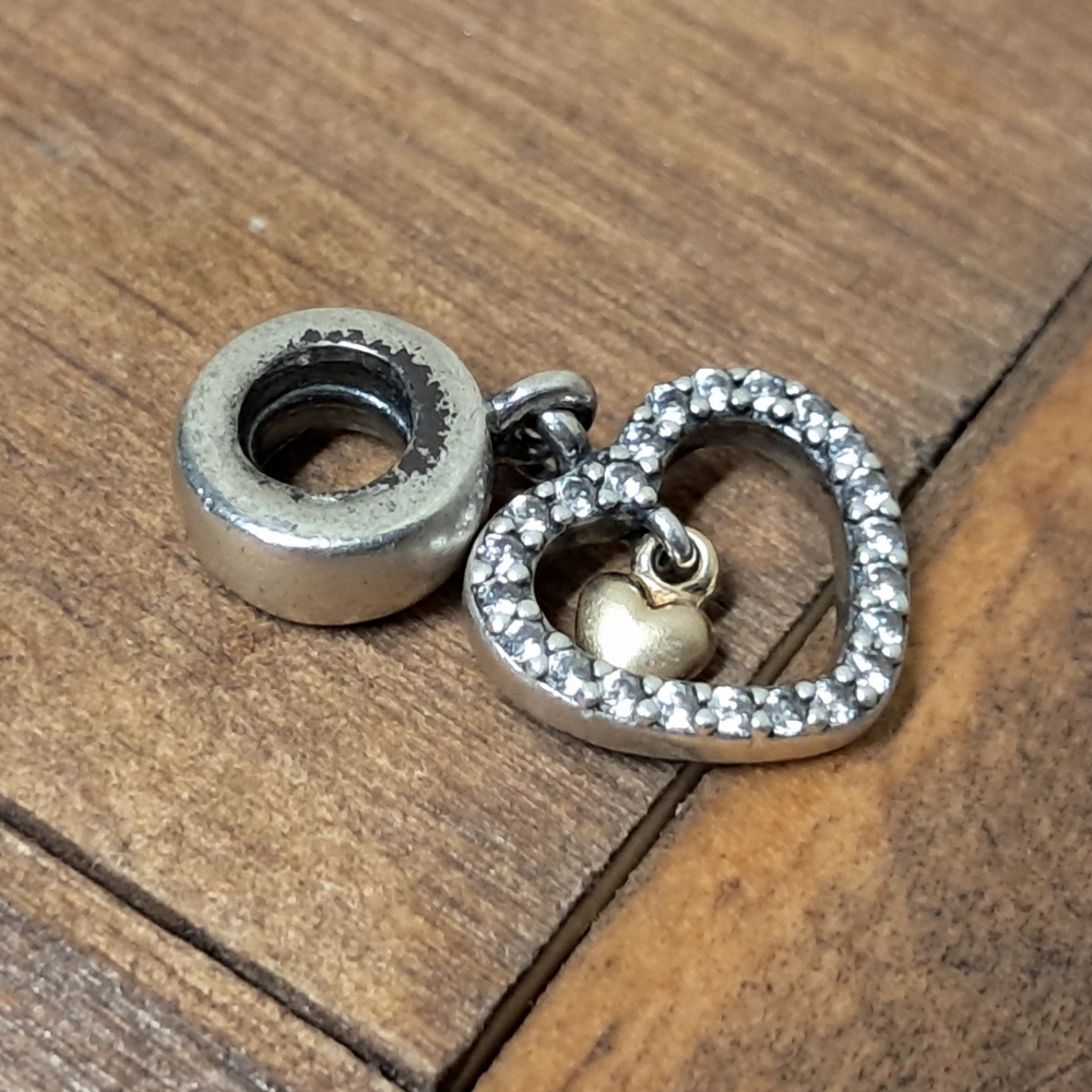 Pandora "Forever In My Heart" 925 Silver Bracelet Charm With 14K Heart Accent